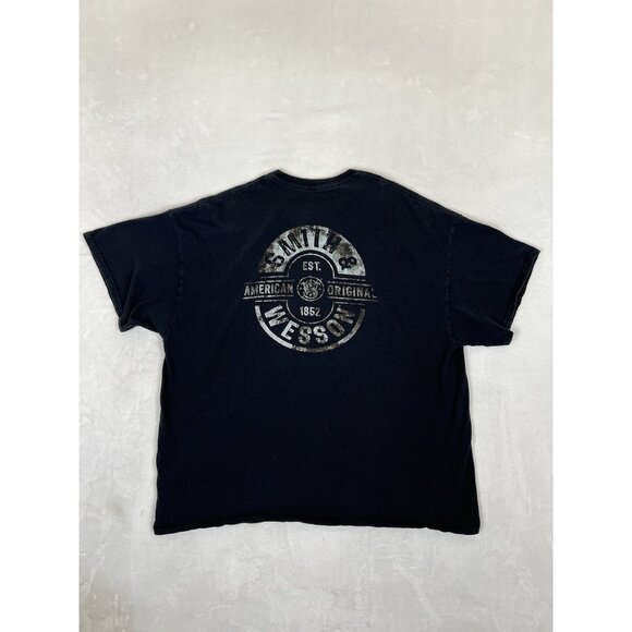 Vintage Smith And Wesson T-Shirt Size 2XL Black Double Sided Graphic Print - Picture 8 of 9